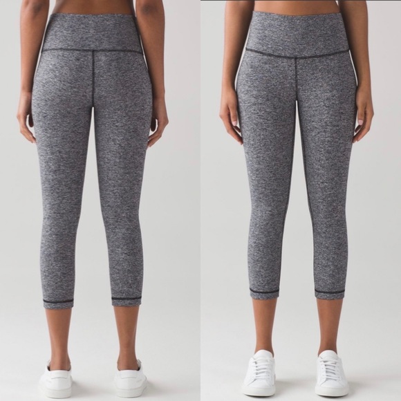 lululemon athletica Pants - Lululemon Wunder Under Crop Hi-Rise 21" Heathered Black